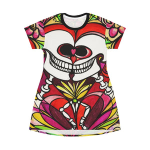 Soul Mate Love Skulls Women's All Over Print T-Shirt Dress