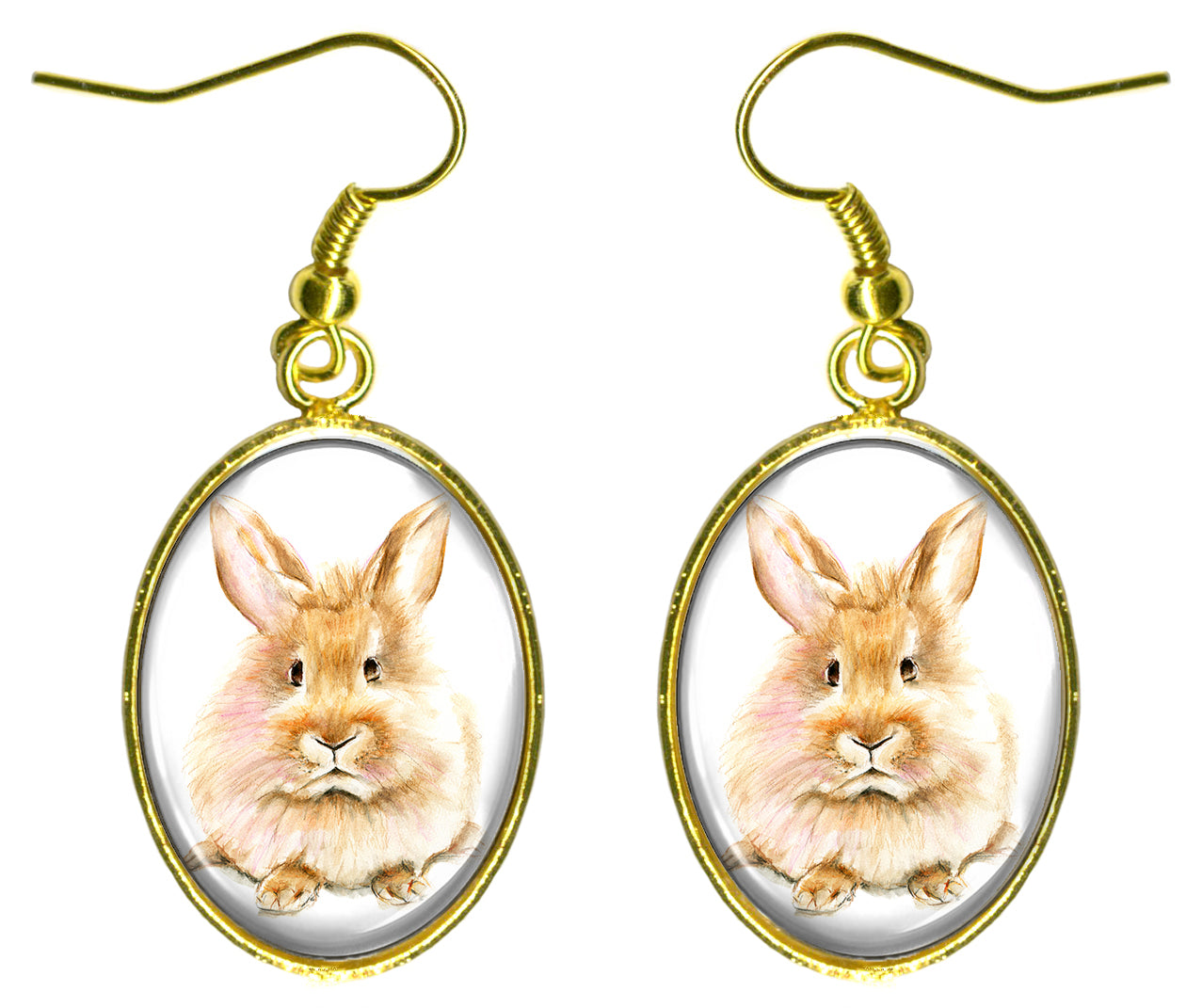 Bunny Rabbit 1" Gold Hypoallergenic Steel Earrings