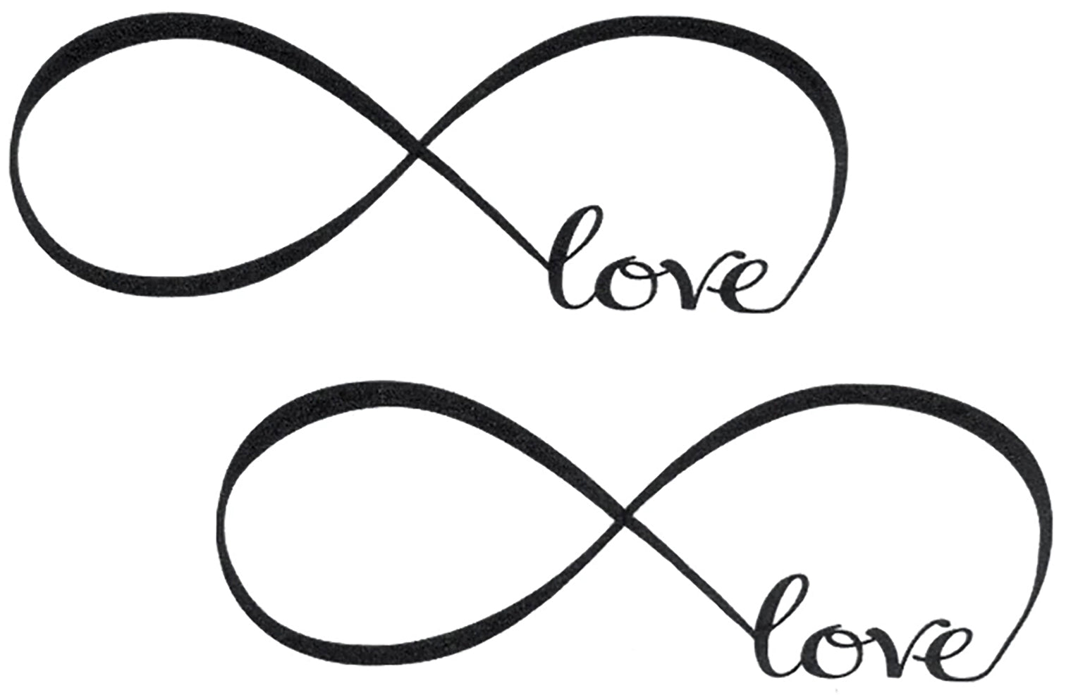 Infinite Love Infinity Symbol Black Waterproof Temporary Tattoos 2 Sheets