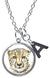 Cheetah Pendant & Initial Charm Steel 24" Necklace