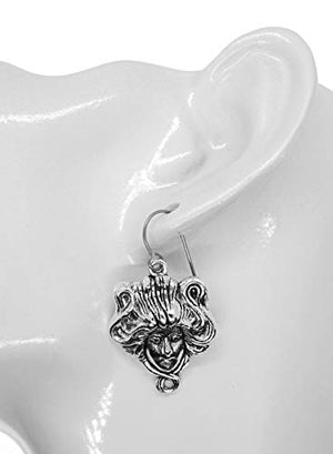 Art Nouveau Goddess Charms Long 1 1/2" Titanium Earrings Hypoallergenic for Sensitive Ears