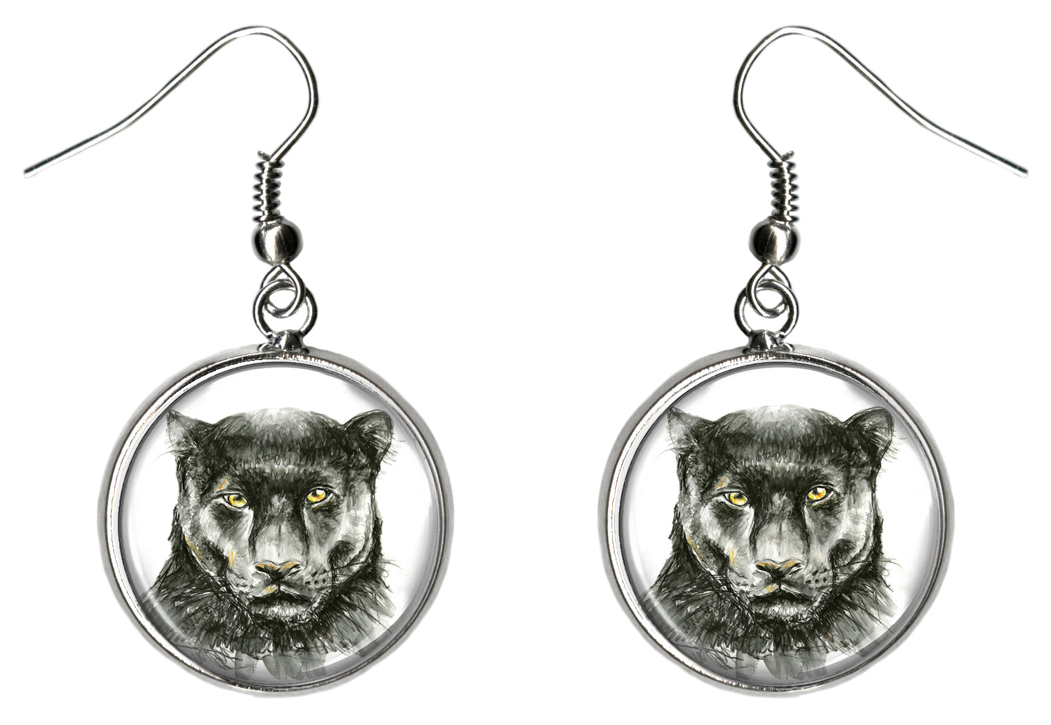 Black Panther Silver Hypoallergenic Stainless Steel Earrings