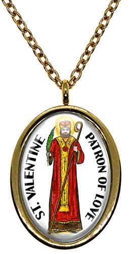 My Altar Saint Valentine Patron of Love Gold Stainless Steel Pendant Necklace