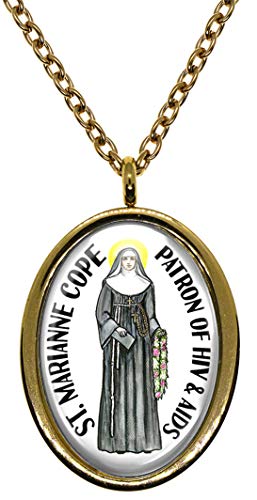 My Altar Saint Marianne Cope Patron of HIV and AIDS Gold Stainless Steel Pendant Necklace