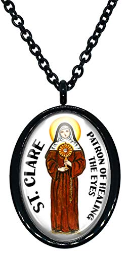 My Altar Saint Clare Black Stainless Steel Pendant Necklace