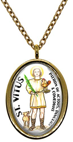My Altar Saint Vitus Patron of Actors, Comedians, Dancers Gold Stainless Steel Pendant Necklace