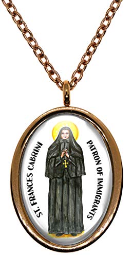 My Altar Saint Francis Cabrini Patron of Immigrants Rose Gold Stainless Steel Pendant Necklace