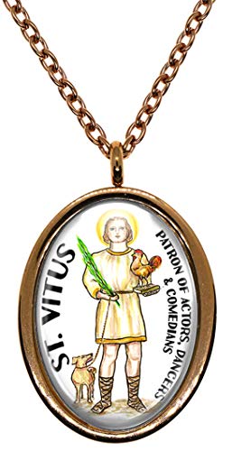 My Altar Saint Vitus Patron of Actors, Comedians, Dancers Rose Gold Stainless Steel Pendant Necklace