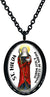 My Altar Saint Hilda Patron of Learning and Self Worth Black Stainless Steel Pendant Necklace