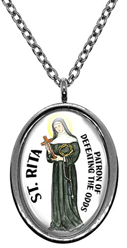 My Altar Saint Rita Patron of Defeating The Odds Silver Stainless Steel Pendant Necklace