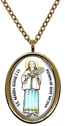 My Altar Saint Maria Goretti Patron of Rape Victims Gold Stainless Steel Pendant Necklace