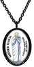 My Altar Saint Mother Teresa Patron of Defeating Poverty Black Stainless Steel Pendant Necklace