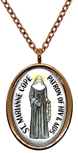 My Altar Saint Marianne Cope Patron of HIV and AIDS Rose Gold Stainless Steel Pendant Necklace