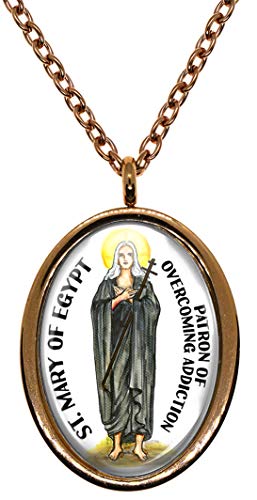 My Altar Saint Mary of Egypt for Overcoming Addiction Rose Gold Stainless Steel Pendant Necklace