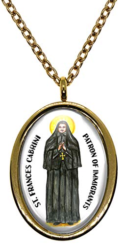 My Altar Saint Francis Cabrini Patron of Immigrants Gold Stainless Steel Pendant Necklace
