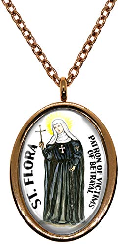 My Altar Saint Flora Patron for Victims of Betrayal Rose Gold Stainless Steel Pendant Necklace