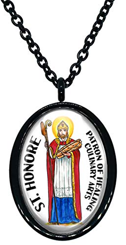 My Altar Saint Honore for Healing Culinary Arts Black Stainless Steel Pendant Necklace