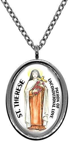 My Altar Saint Therese Patron of Unconditional Love Silver Stainless Steel Pendant Necklace