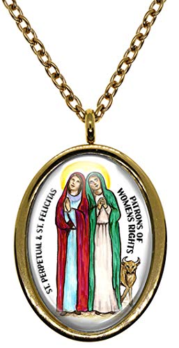 My Altar Saint Perpetua & St Felicitas Patrons for Womens Rights Gold Stainless Steel Pendant Necklace