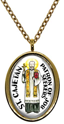 My Altar Saint Cajetan Patron for Job Seekers Gold Stainless Steel Pendant Necklace