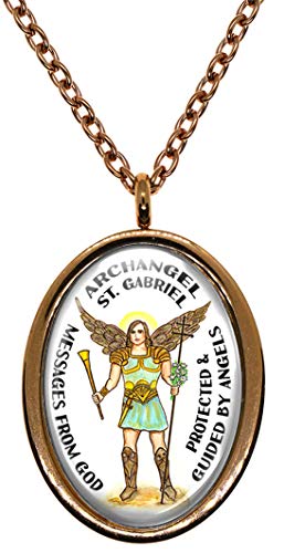 My Altar Archangel St Gabriel Gods Messages Protected by Angels Rose Gold Steel Pendant Necklace