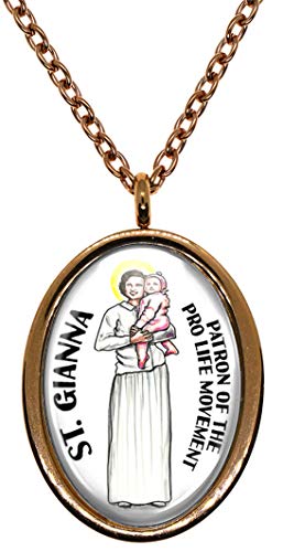 My Altar Saint Gianna Patron of The Pro Life Movement Rose Gold Stainless Steel Pendant Necklace