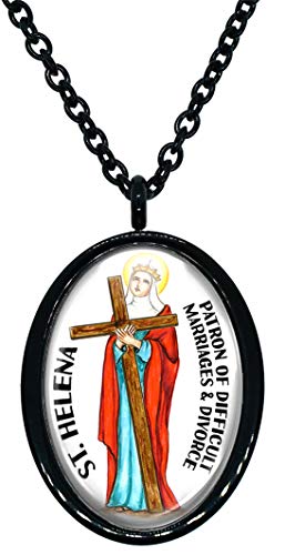 My Altar Saint Helena Patron of Difficult Marriages & Divorce Black Stainless Steel Pendant Necklace