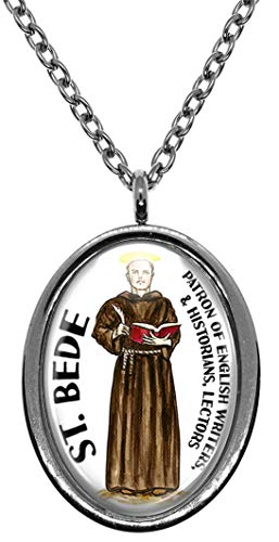 My Altar Saint Bede for Lectors, English Writers, Historians Silver Stainless Steel Pendant Necklace