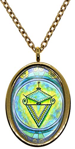 My Altar La Sirene Mermaid Veve Voodoo Magick for Dreams, Seduction, Wealth Gold Stainless Steel Pendant Necklace