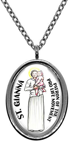 My Altar Saint Gianna Patron of The Pro Life Movement Silver Stainless Steel Pendant Necklace