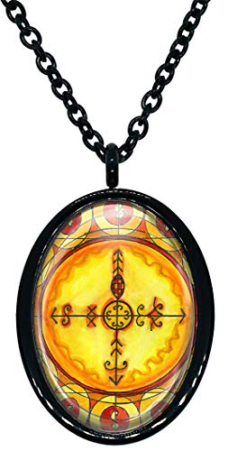 Marinette Fierce Sorceress of Power Veve for Voodoo Magick Stainless Steel Pendant Necklace
