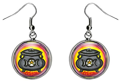 Witches Cauldron Hypoallergenic Steel Silver Earrings