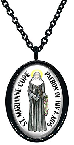 My Altar Saint Marianne Cope Patron of HIV and AIDS Black Stainless Steel Pendant Necklace