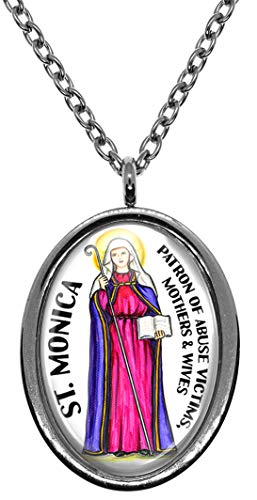 My Altar Saint Monica Patron of Protecting Mothers & Wives Silver Steel Pendant Necklace