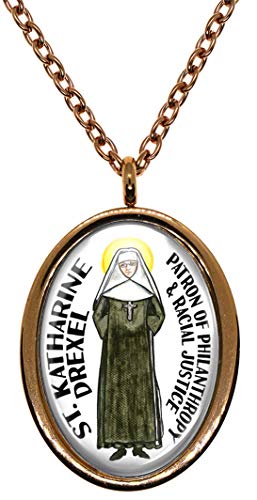 My Altar Saint Katharine Drexel for Philanthropy & Racial Justice Rose Gold Stainless Steel Pendant Necklace