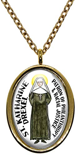 My Altar Saint Katharine Drexel for Philanthropy & Racial Justice Gold Stainless Steel Pendant Necklace