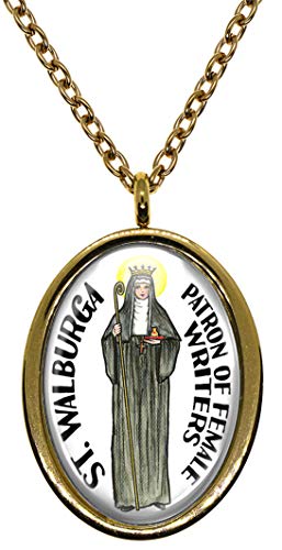 My Altar Saint Walburga Patron of Female Writers Gold Stainless Steel Pendant Necklace