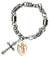 St Christopher Patron of Travel Charm & Cross Stainless Steel 7" to 8" Bracelet