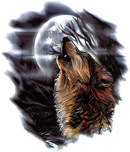 Wolf Howling to the Moon 5" x 6" Temporary Tattoos 2 Sheets
