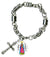 My Altar St Bertha Patron of Healing Cancer Charm & Cross Stainless Steel 7" to 8" Bracelet