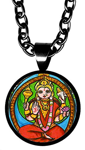 Goddess Shakti 5/8" Mini Stainless Steel Black Pendant Necklace