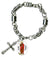 St John the Baptist Saint of New Beginnings Charm & Cross Stainless Steel 7" to 8" Bracelet