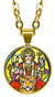 Goddess Durga Divine Force 5/8" Mini Stainless Steel Gold Pendant Necklace