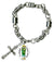 St Patrick Patron of Ireland Charm & Cross Stainless Steel 7" to 8" Bracelet