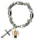St Josemaria Patron of Healing Diabetes Charm & Cross Stainless Steel 7" to 8" Bracelet