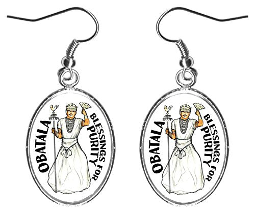 Obatala Orisha for Purification 1" Silver Stainless Steel Earrings
