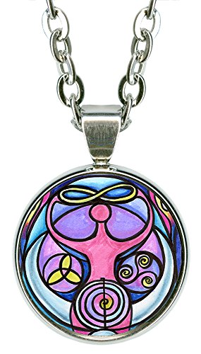 Triple Moon Goddess Reiki 5/8" Mini Stainless Steel Silver Pendant Necklace