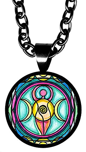 My Altar Triple Moon Goddess 5/8" Mini Stainless Steel BlackPendant Necklace