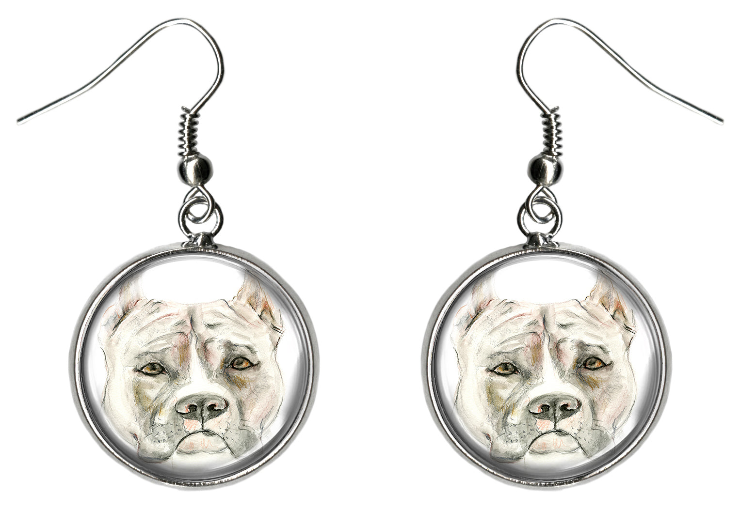 Pit Bull Dog Silver Hypoallergenic Stainless Steel Earrings