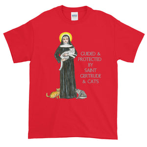 Guided & Protected By Saint Gertrude & Cats Adult Unisex T-shirt